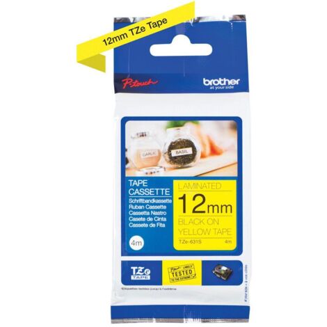Brother TZe TZe-631S Colore Nastro: Giallo Colore carattere:Nero 12 mm 4 m