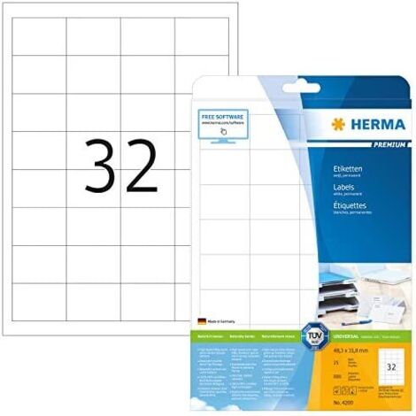 Herma 4200 Etichetta universale 48.3 x 33.8 mm Carta Bianco 800 pz. A tenuta permanente Stampante a getto d'inchiostro, (1/5)