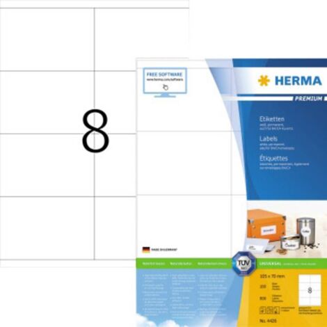 Herma 4426 Etichetta universale 105 x 70 mm Carta Bianco 800 pz. A tenuta permanente Stampante a getto d'inchiostro, St (1/5)