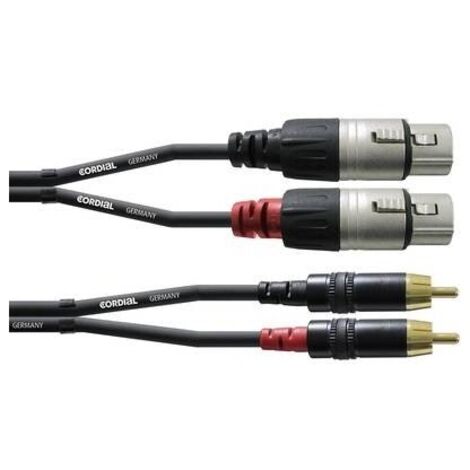 Cordial CFU 3 FC Audio Cavo adattatore [2x Presa XLR - 2x Spina RCA] 3.00 m Nero (1/2)