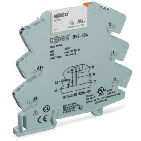 WAGO 857-304 Modulo relè Tensione nom.: 24 V/DC Corrente di commut. max.: 6 A 1 scambio 1 pz. (1/2)