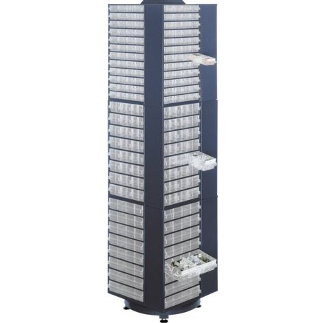 Torre girevole B680xT680xH1760mm per riviste con 12 cassetti in acciaio zincato blu scuro