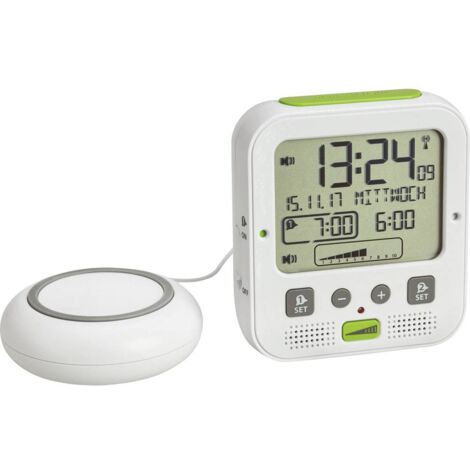 TFA Dostmann 60.2538.02 Radiocontrollato Sveglia Bianco, Verde Tempi di allarme 2 Allarme a vibrazione, Allarme extra f