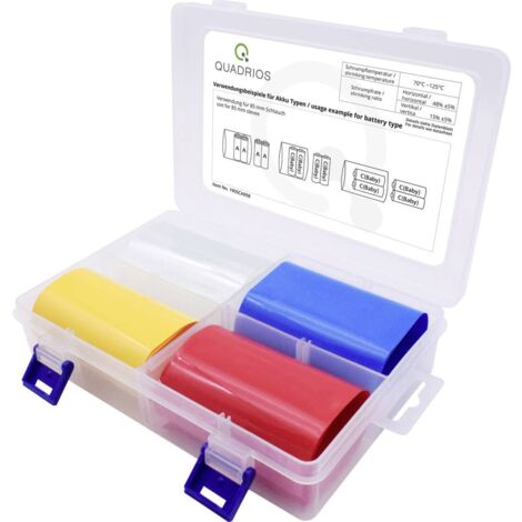 Quadrios 1905CA058 Termoretraibile per batterie senza colla Trasparente, Blu, Giallo, Rosso 54 mm 28 mm Restringimento: (1/4)