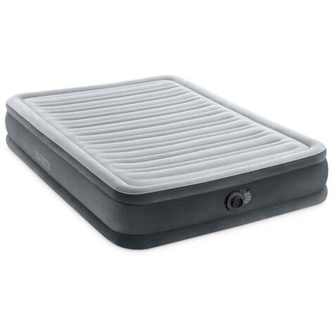 Intex 67768ND - Materasso Gonfiabile Dura-Beam Comfort Plush Piazza e Mezza con Pompa Elettrica Incorporata, PVC, Grigio, 137x191x33 cm