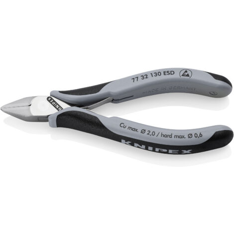 KNIPEX 77 32 130 ESD Tronchesi laterali per elettronica ESD con cerniera passante con manici multicomponente 130 mm (1/3)