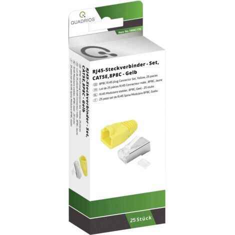 Quadrios Kit connettori RJ-45 CAT 5e 1906C176 Spina dritta Numero di poli 8P8C Giallo 25 pz. (1/3)