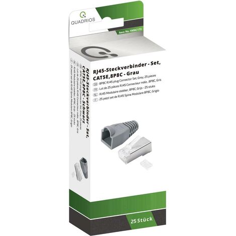 Quadrios Kit connettori RJ-45 CAT 5e 1906C173 Spina dritta Numero di poli 8P8C Grigio 25 pz. (1/3)