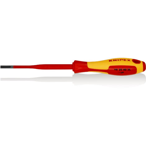 KNIPEX 98 20 40 SL Giraviti per elettricisti (Slim) per viti con intaglio impugnatura isolante, in materiale bicomponente, collaudato VDE brunita 202 mm
