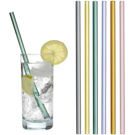 Sheryl&Rain 8 Pezzi Cannucce Riutilizzabili Cannucce Vetro Cannuccia Riutilizzabile Cannucce di Vetro Cannucce Lunghe Cannuccia Vetro per Cocktail,Frullati e Succhi