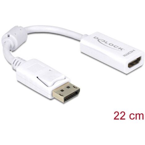 Delock 61767 DisplayPort / HDMI Adattatore [1x Spina DisplayPort - 1x Presa HDMI] Bianco con nucleo in ferrite 12.00 cm (1/2)