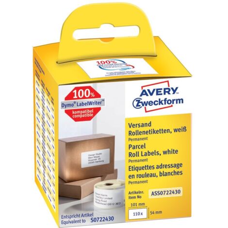 Avery-Zweckform ASS0722430 Rotolo di etichette 101 x 54 mm Carta Bianco 110 pz. A tenuta permanente Etichetta per spedi (1/5)
