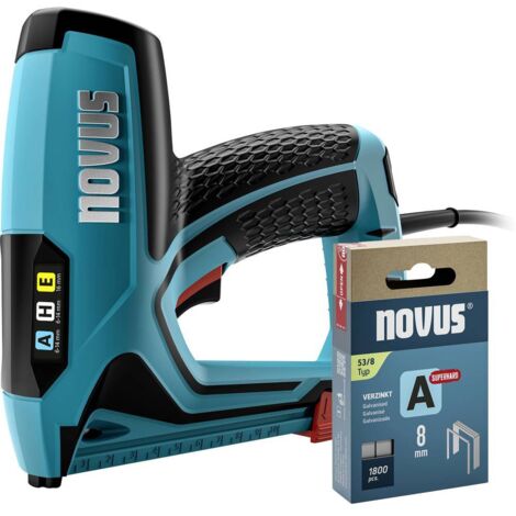 NOVUS TOOLS J-120 1800 stuks elektrische nietmachines voor hout voor het bevestigen van stoffen en sierlijsten, voor nietjes met fijne draad van 6 tot 14 mm en 16 mm spijkers