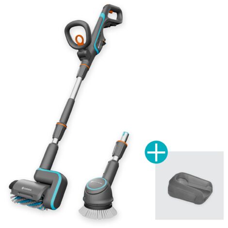 GARDENA Spazzola multiuso a batteria AquaBrush Universal 18V POWER FOR ALL, per pulire superfici esterne, senza batteria (14842-55)