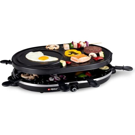 Alpina Switzerland 871125218240 Raclette 8 vaschette, Rivestimento antiaderente, Spia luminosa Nero (1/5)