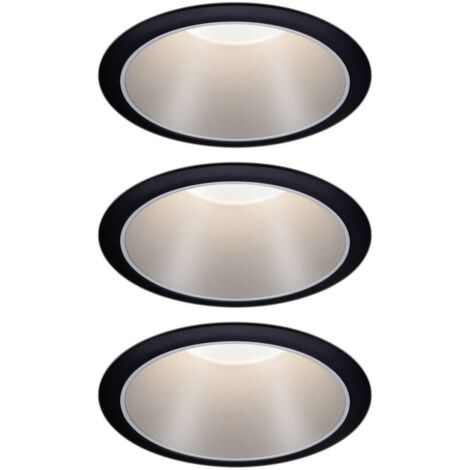 Paulmann 93408 Cole Coin Lampada da incasso Kit da 3 LED (monocolore) 18 W Nero, Argento