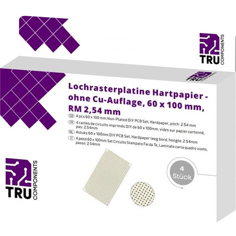 TRU COMPONENTS SCHEDA FORMATO EUROPA SENZA STRATO DI CU CARTA LAMINATA (L X L) 100 MM X 60 MM 35 µM PASSO 2.54 MM CONTEN (1/3)