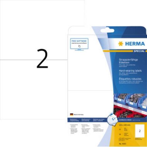 Herma 4693 Etichetta a pellicola 210 x 148 mm Pellicola in poliestere Bianco 50 pz. A tenuta extraforte Stampante laser (1/2)