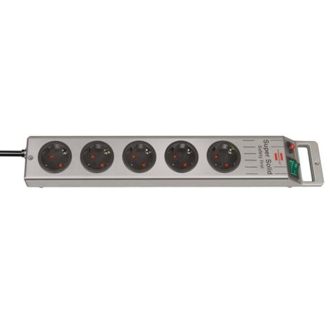 Presa multipla BRENNENSTUHL Super-Solid-Line argento, 5 prese, 250 V, 16 A, cavo da 3 m.