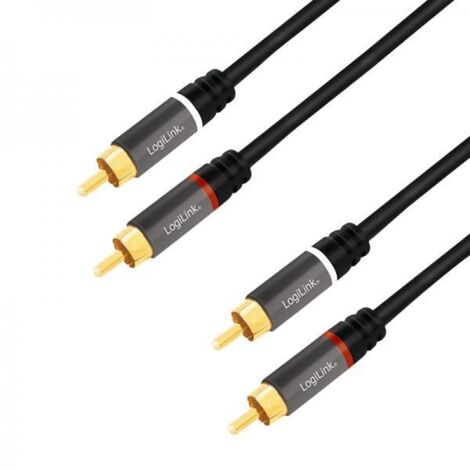 LogiLink CA1201 RCA Audio Cavo 0.5 m Nero Schermato, Codifica a colori (1/4)