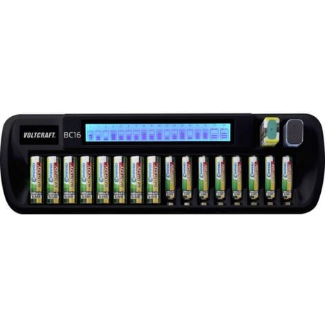 VOLTCRAFT BC16 Caricabatterie universale NiMH, LiIon Stilo (AA), Ministilo  (AAA), Blocco da 9 V