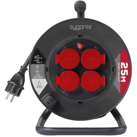 Streetwize LWACC38 Avvolgicavo Per Prolunghe – 25 Metri, Nero, Per Campeggio E Officina