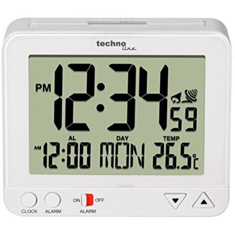Techno Line WT 195 WHITE Radiocontrollato Sveglia Bianco Tempi di allarme 1 Display grande