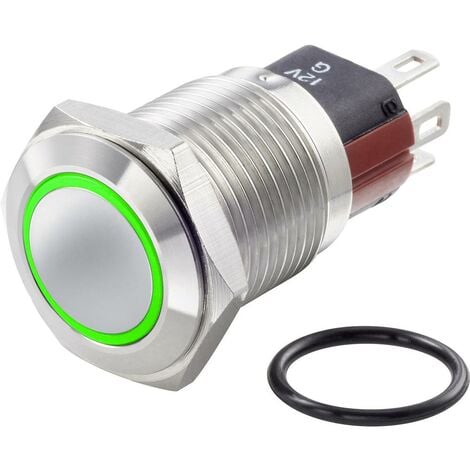 Interruttore luminoso verde 12V Ø 20 mm