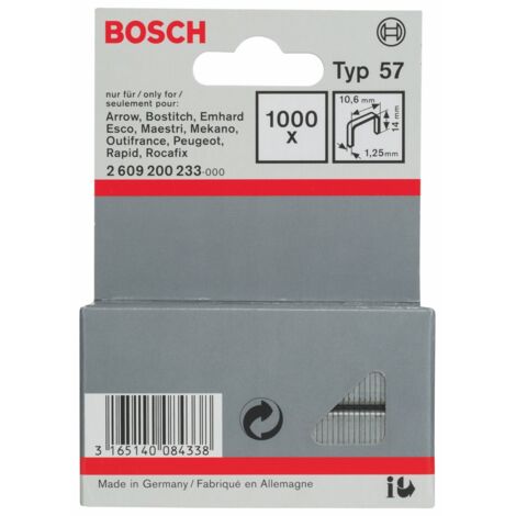 Bosch Accessories 2609200233 Graffette filo piatto tipo 57 1000 pz. Dimensioni (L x L) 14 mm x 10.6 mm