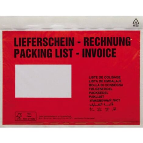 HEAD Busta documenti DIN C6 Rosso Lieferschein-Rechnung, mehrsprachig con autoadesivo 250 pz. (1/3)