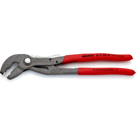 KNIPEX 85 51 250 AF Pinza per fascette elastiche con fermo di blocco Rivestita in plastica antiscivolo bonderizzata grigia 250 mm