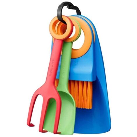 Fiskars 1062472 Cazzuola da giardino, Trapiantatore, Forcella, Spazzolone di lavaggio Multicolore (1/5)