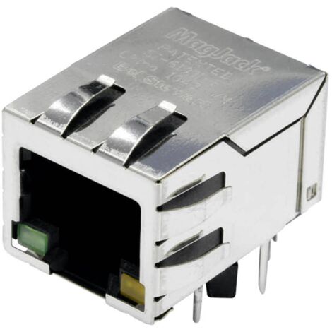 BEL Stewart Connectors Trasmettitore MagJack Gigabit Ethernet 8 con LED, Tab Down SI-61001-F Presa orizzontale Gigabit (1/3)