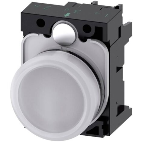 Siemens Indicatore luminoso, 22mm, rotondo, plastica, bianco, lente, liscia, AC/DC 24V, 3SU11026AA601AA0