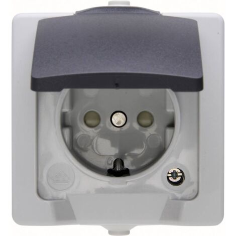 Kopp 107856005 Interruttore per ambienti umidi Presa schuko con coperchio ribaltabile Nautic Grigio 1 pz. (1/3)
