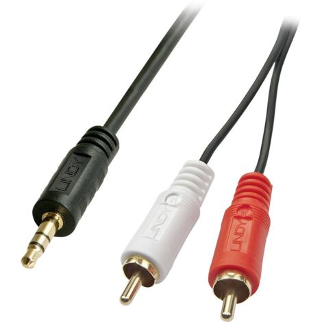 LINDY 35681 RCA / Jack Audio Cavo [2x Spina RCA - 1x Spina jack da 3.5 mm] 2.00 m Nero