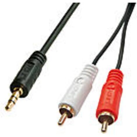LINDY 35681 RCA / Jack Audio Cavo [2x Spina RCA - 1x Spina jack da 3.5 mm] 2.00 m Nero