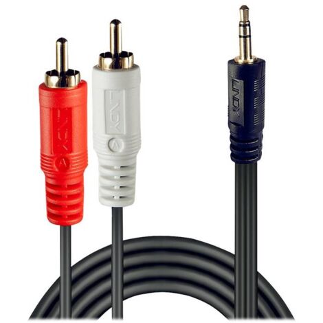 LINDY 35681 RCA / Jack Audio Cavo [2x Spina RCA - 1x Spina jack da 3.5 mm] 2.00 m Nero