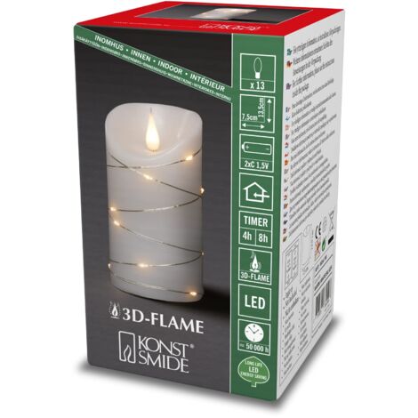 Konstsmide 1834-190 LED con candela di cera Bianco Bianco caldo (Ø x A) 75 mm x 135 mm con effetto 3D, con interruttore (1/5)