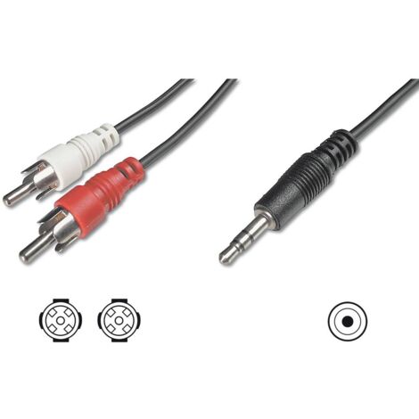 Digitus AK-510300-050-S Jack / RCA Audio Cavo [1x Spina jack da 3.5 mm - 2x Spina RCA] 5.00 m Nero Schermatura singola,