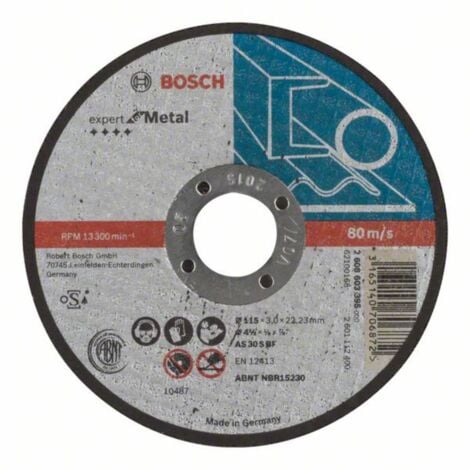 Bosch Accessories 2608603395 2608603395 Disco di taglio dritto 115 mm 1 pz.  Acciaio