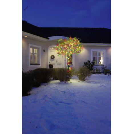 Konstsmide 3722-103 - Catena luminosa LED con interruttore e sensore, timer per 6 e 9 ore, adatta a esterni (IP44), 20 diodi a luce bianca calda, funzionamento a batteria, con cavo trasparente