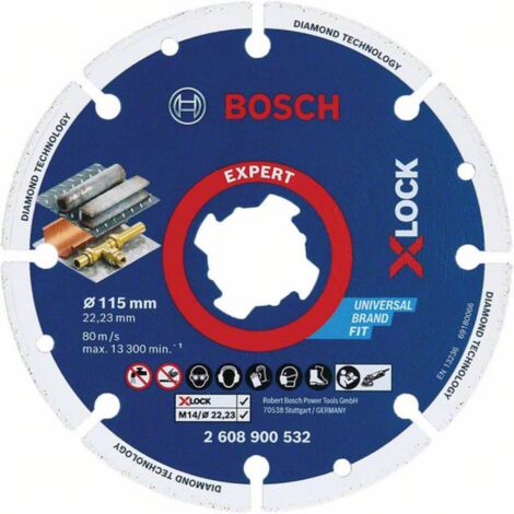 Bosch Accessories 2608900532 X-LOCK Disco diamantato Diametro 115 mm Ø foro 22.23 mm Metallo 1 pz. (1/5)