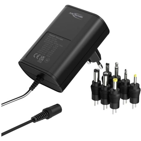 Ansmann 1201-0024 Alimentatore a spina regolabile 12 V/DC, 9 V/DC, 7.5 V/DC, 6 V, 4.5 V/DC, 3 V 1500 mA 18 W (1/5)