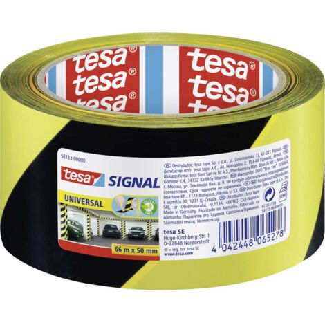 Tesa 58133-00000-00 Nastro Adesivo da Segnalazione, Giallo/Nero