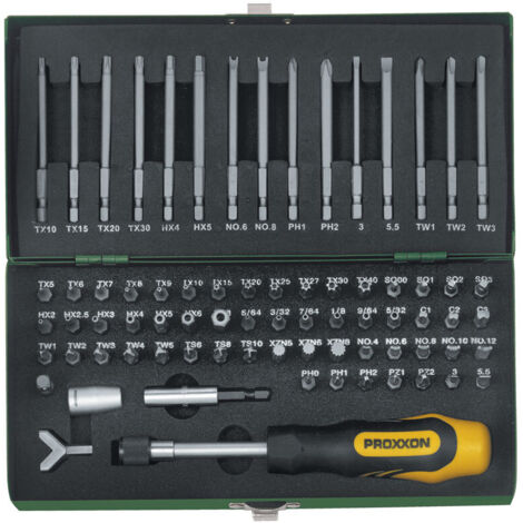 Proxxon Industrial 23 107 Kit inserti 75 parti Taglio, Croce Phillips, Croce Pozidriv, Tri-Wing, Quadrato interno, Clut (1/5)