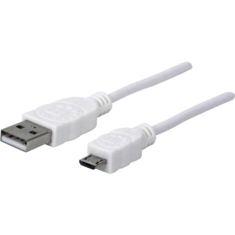 Manhattan Cavo USB USB 2.0 Spina USB-A, Spina USB-Micro-B 1.00 m Bianco  Certificato UL 323987