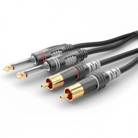 Sommer Cable HBA-62C2-0300 Jack / RCA Audio Cavo [2x Spina jack da 6.3 mm (mono) - 2x Spina RCA] 3.00 m Nero