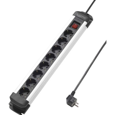 Sygonix SY-4538258 Multipresa 8 scomparti Nero, Argento Schuko 1 pz.