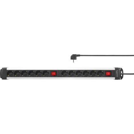 Sygonix SY-4538268 Multipresa con interruttore 12 scomparti Nero, Argento Schuko 1 pz.